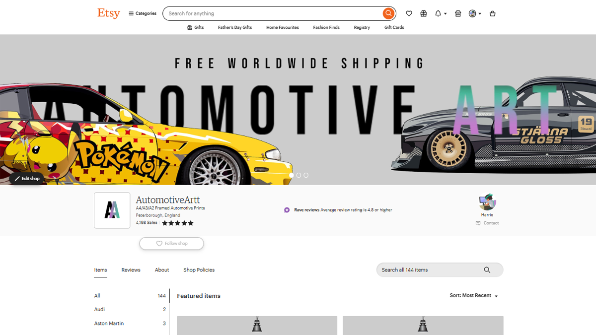 Automotive Art Etsy Store