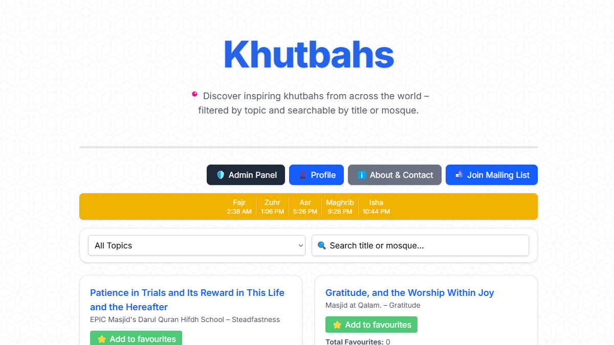 Khutbahs Website